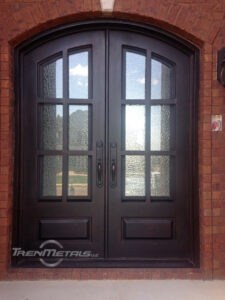 architectural steel double doors with six divided lites